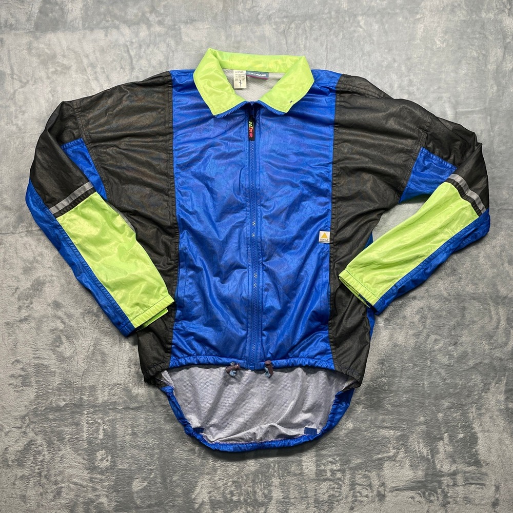 Hind Performance Windbreaker Cycling Jacket Men's Medium Blue Lime Green Black